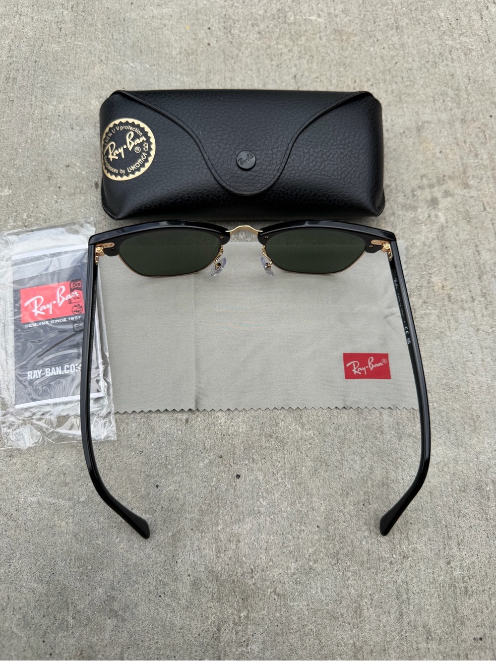 Rayban RB3016 Clubmaster Sunglasses G-15 Lens Black Gold Arista Frame - Picture 3 of 4
